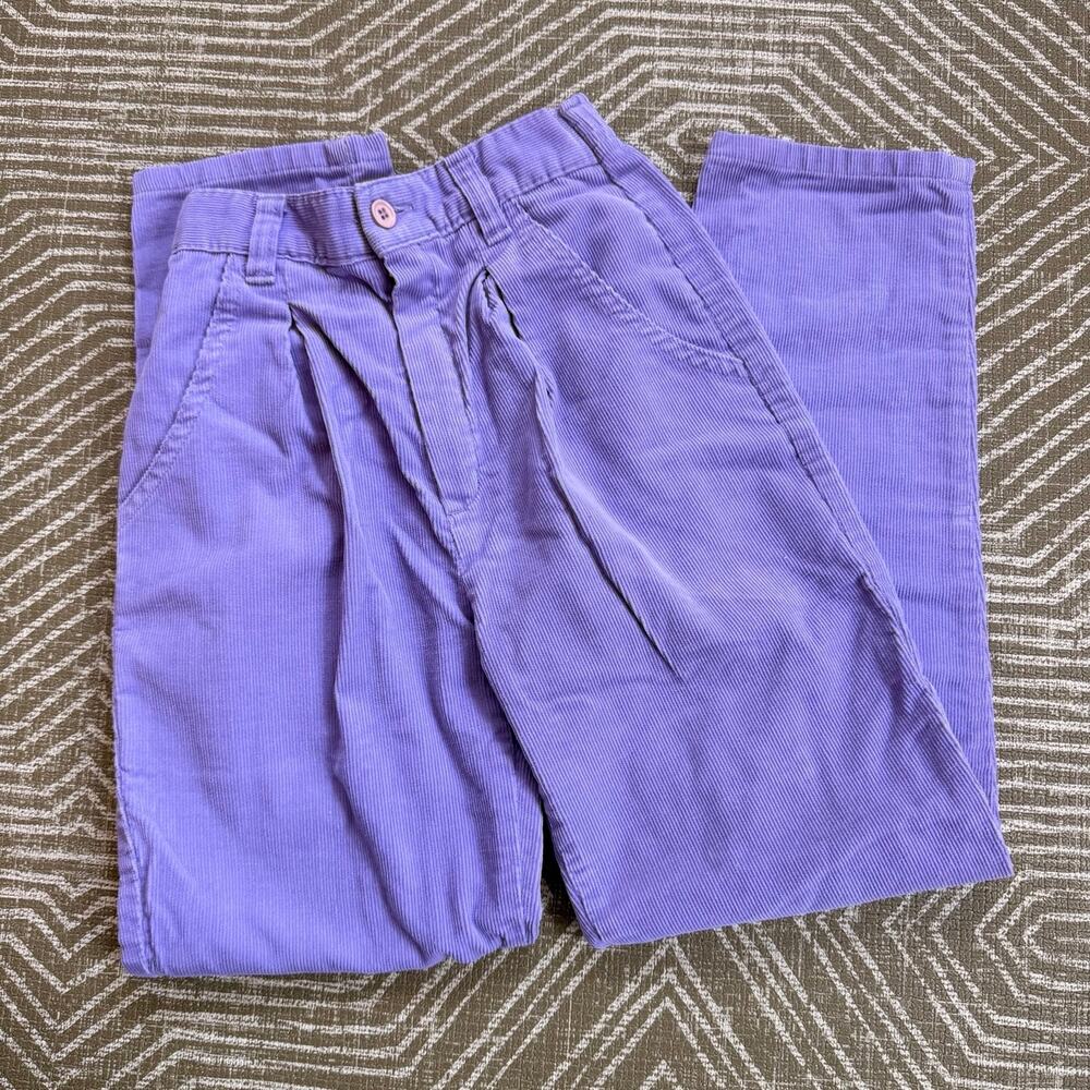 Vintage Silver Unicorn Girls Purple Corduroy Pants Size 8 Made in USA High Rise